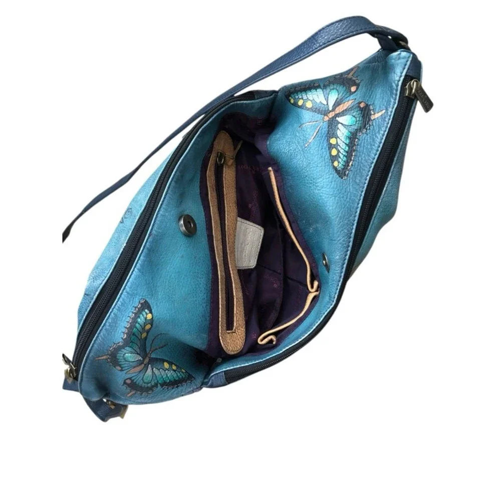 Anuschka Hand-Painted Hawaiian Twilight U-Top Convertible Hobo Crossbody